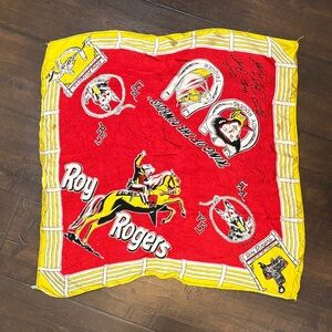 Vintage silk Roy Rogers Red Yellow Western Print Scarf